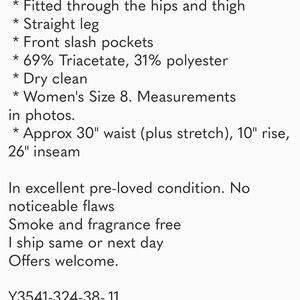 Theory Pants Womens 8 Treeca Slim Crop Deep Navy Blue Straight Leg Mid Rise